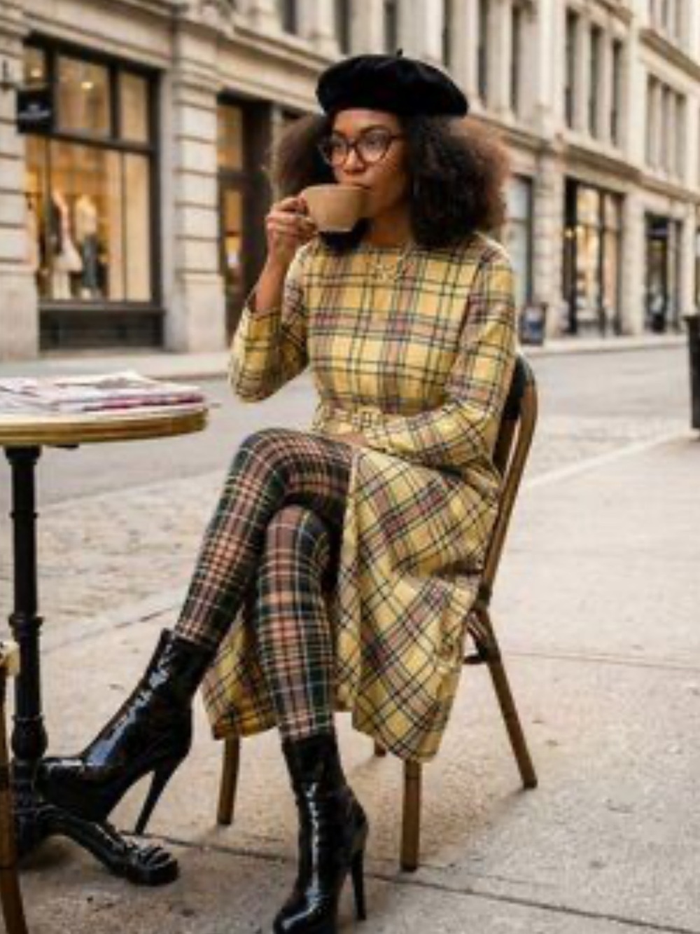 NWT Zara Linen Blend Plaid Midi Dress tartan plaid